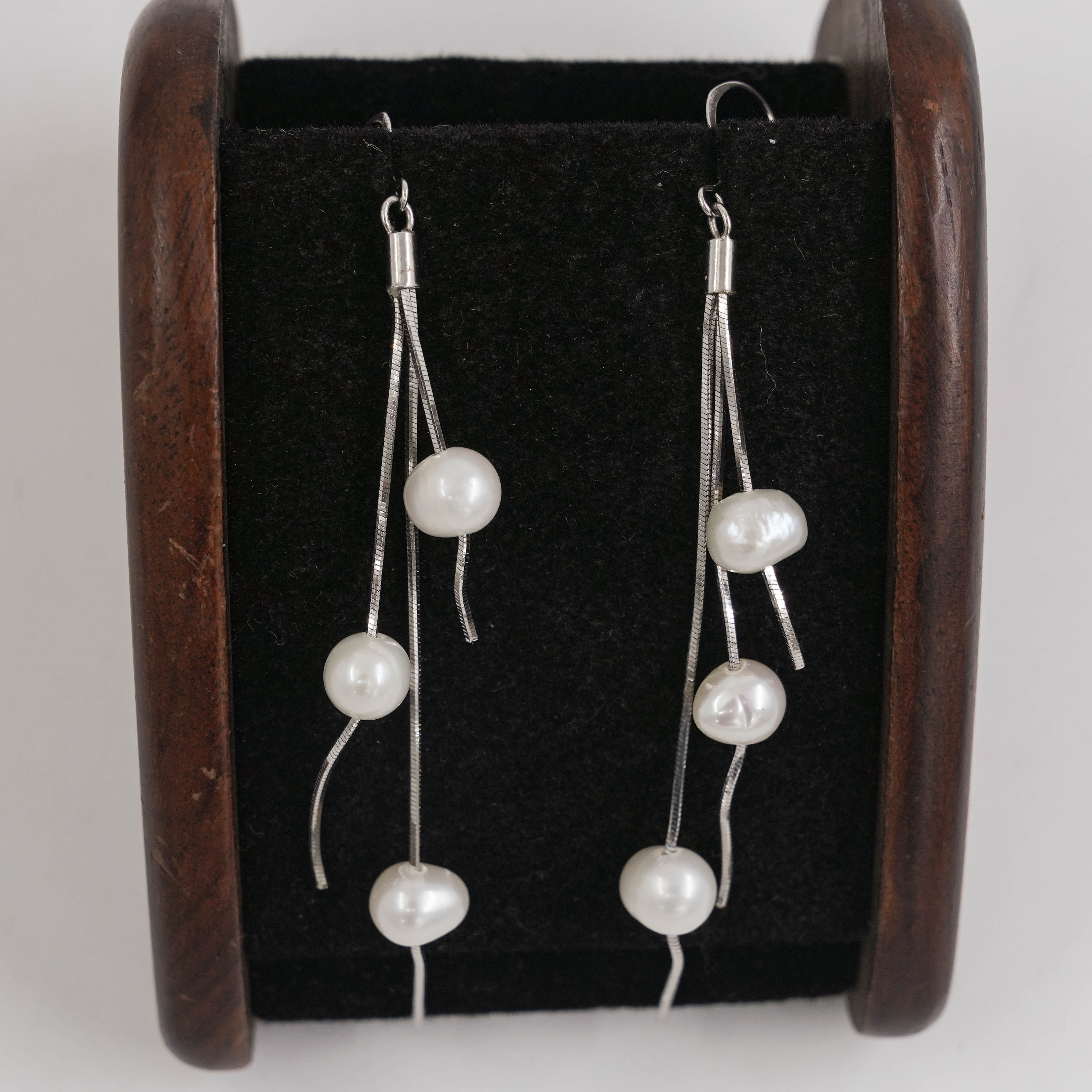 The Pearl Atelier by Kabra Pearls - 92.5 Silver 3 Line Pearl Hangings